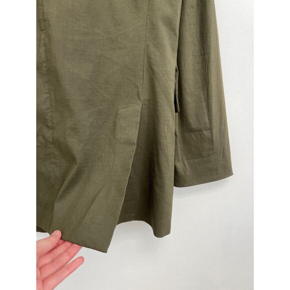 Theory Linen-Blend Rolled Sleeve Eco Crunch Wash Boyfriend Blazer Jacket Size 4 - Picture 11 of 14